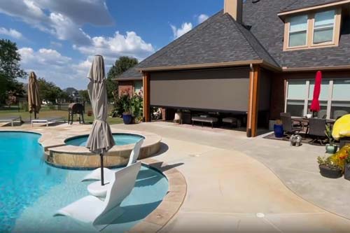 Screen on patio by poolside